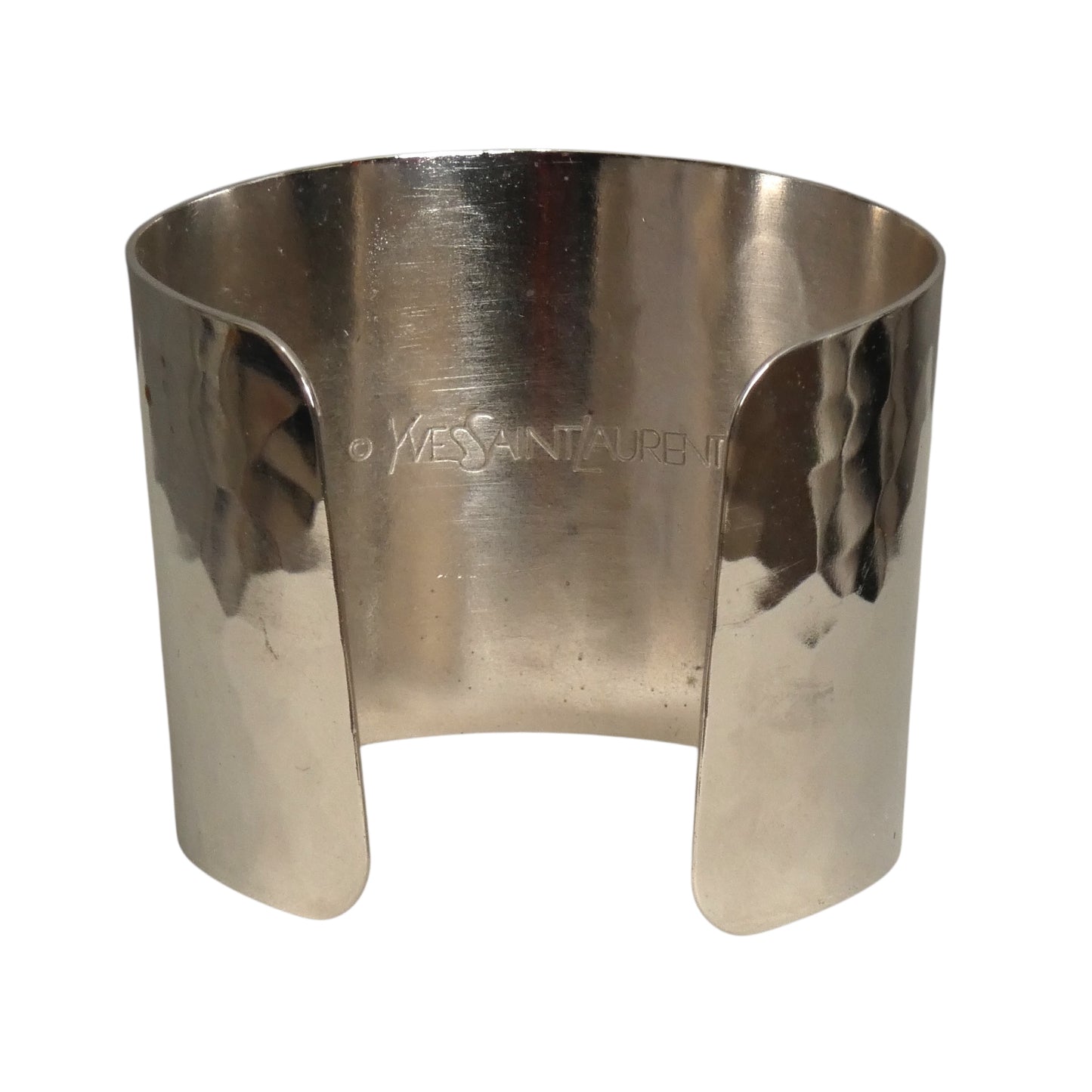 YVES SAINT LAURENT- 1990s Silver Metal & Rhinestone Cuff