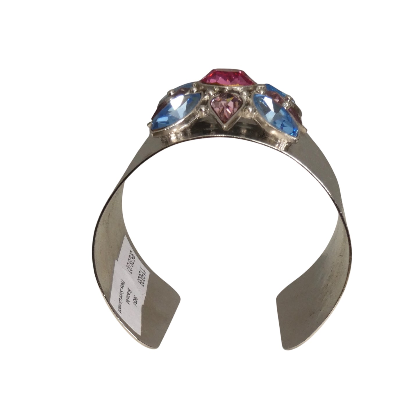 YVES SAINT LAURENT- 1990s Silver Metal & Rhinestone Cuff