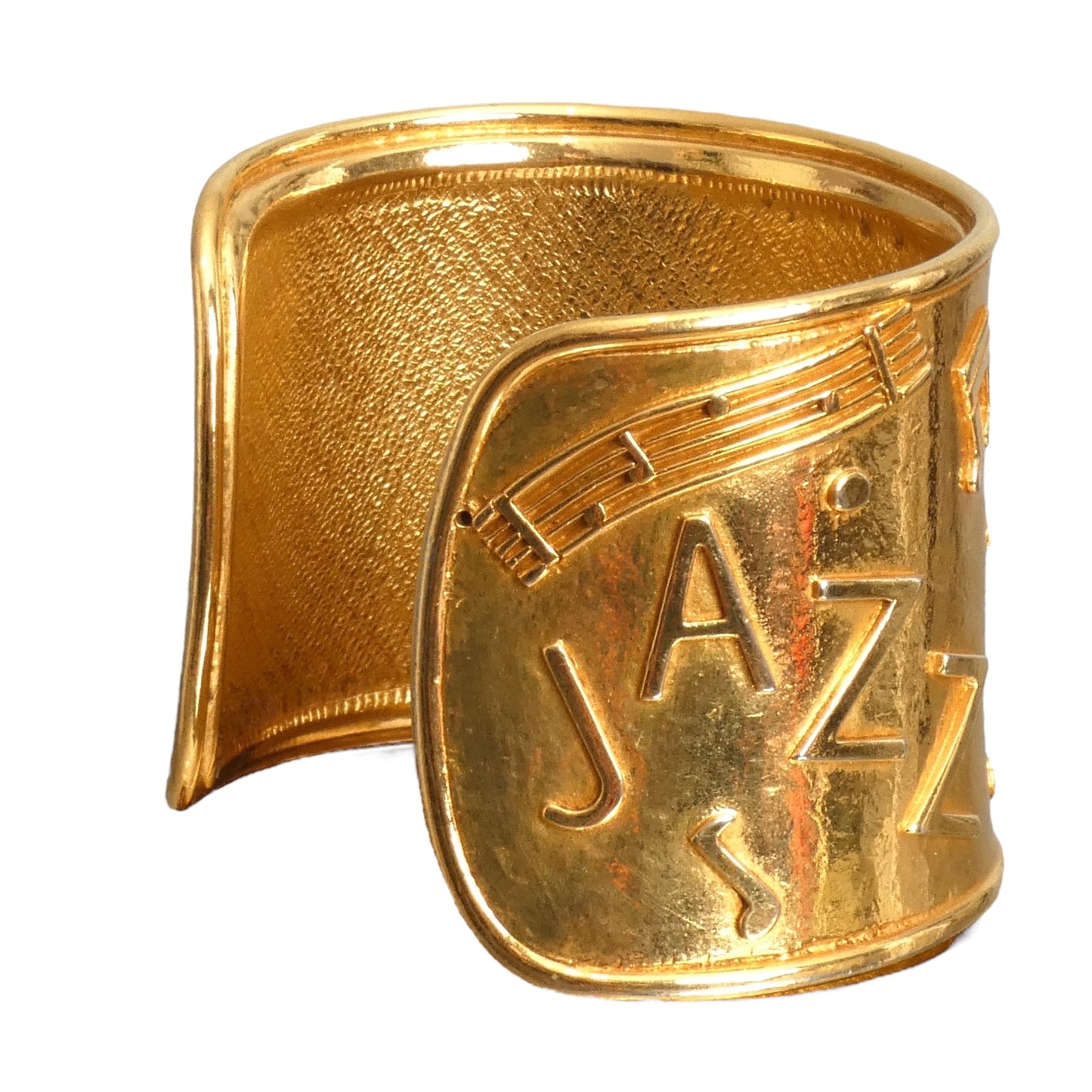 YVES SAINT LAURENT- Gold Etched Metal "Jazz" Cuff