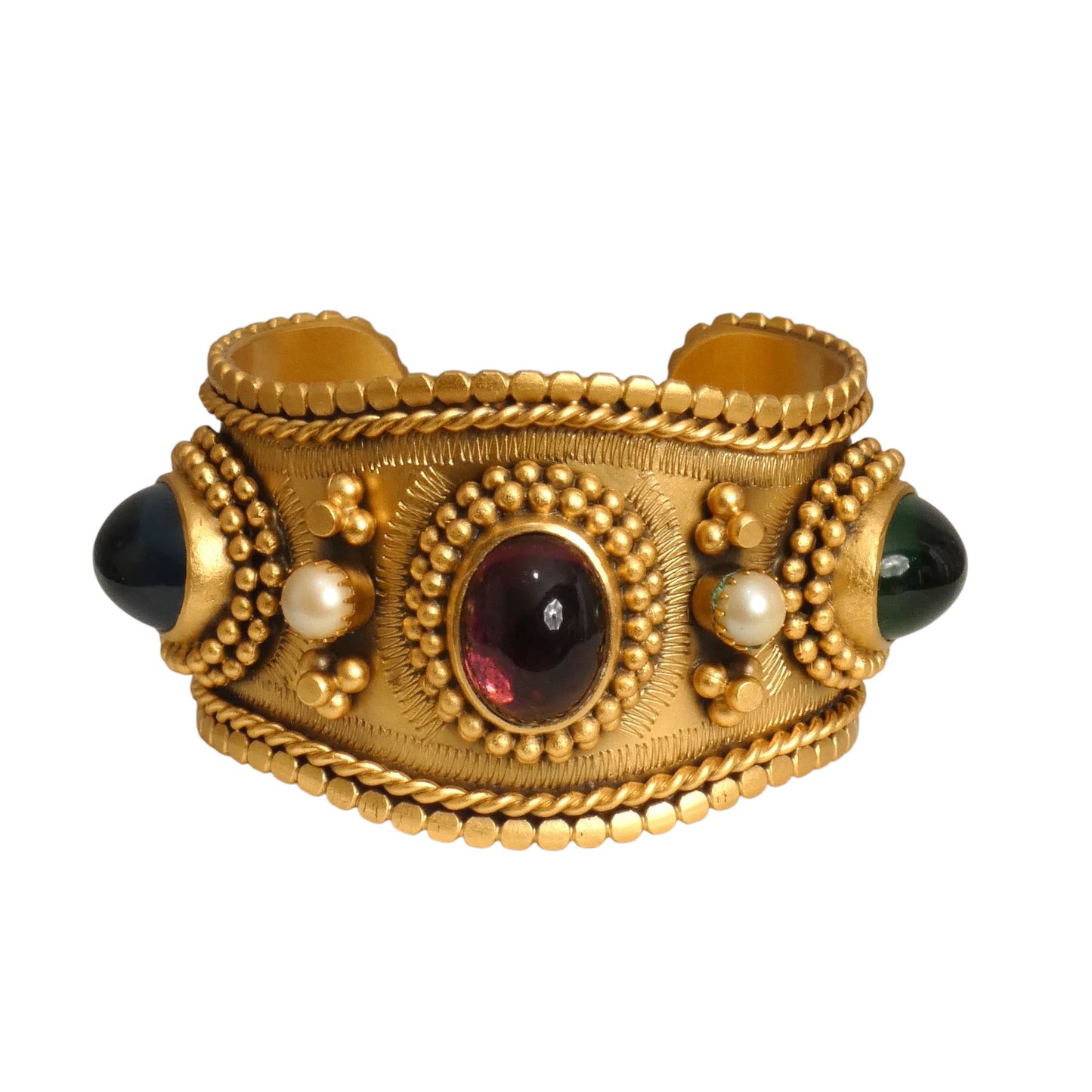 YVES SAINT LAURENT- 1970s Limited Edition Gold Metal & Rhinestone Cuff