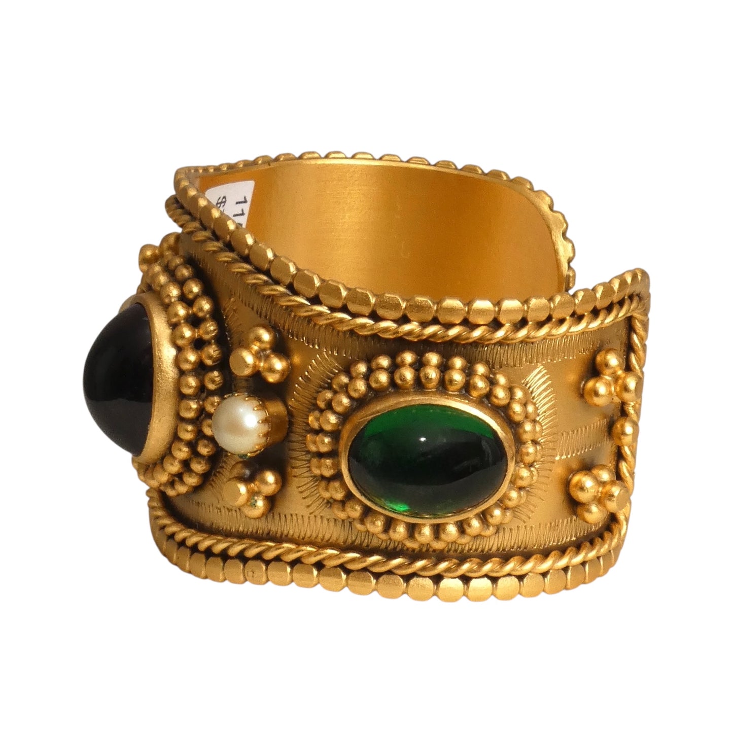 YVES SAINT LAURENT- 1970s Limited Edition Gold Metal & Rhinestone Cuff