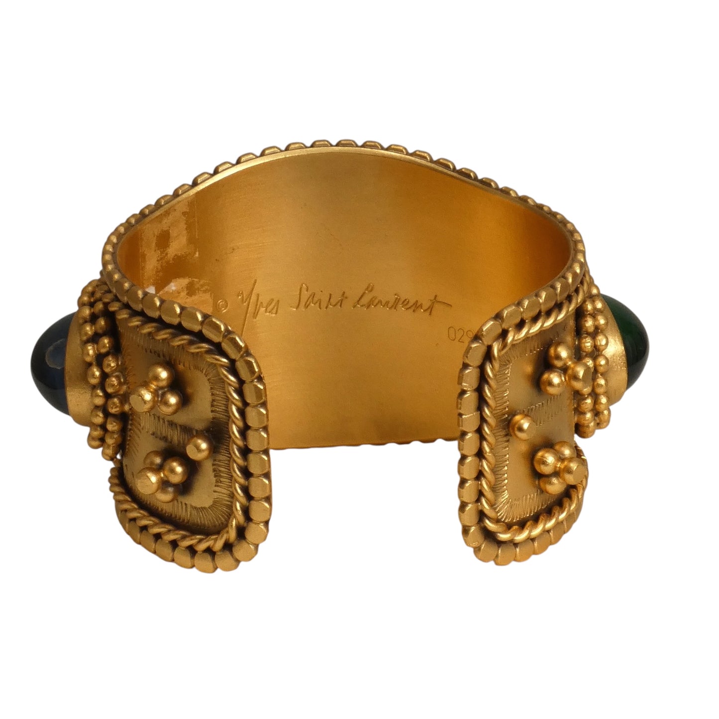 YVES SAINT LAURENT- 1970s Limited Edition Gold Metal & Rhinestone Cuff
