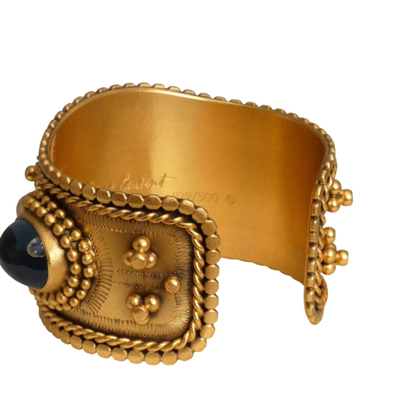 YVES SAINT LAURENT- 1970s Limited Edition Gold Metal & Rhinestone Cuff