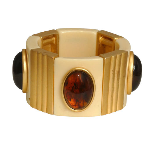 YVES SAINT LAURENT- Metal & Rhinestone Lucite Bangle