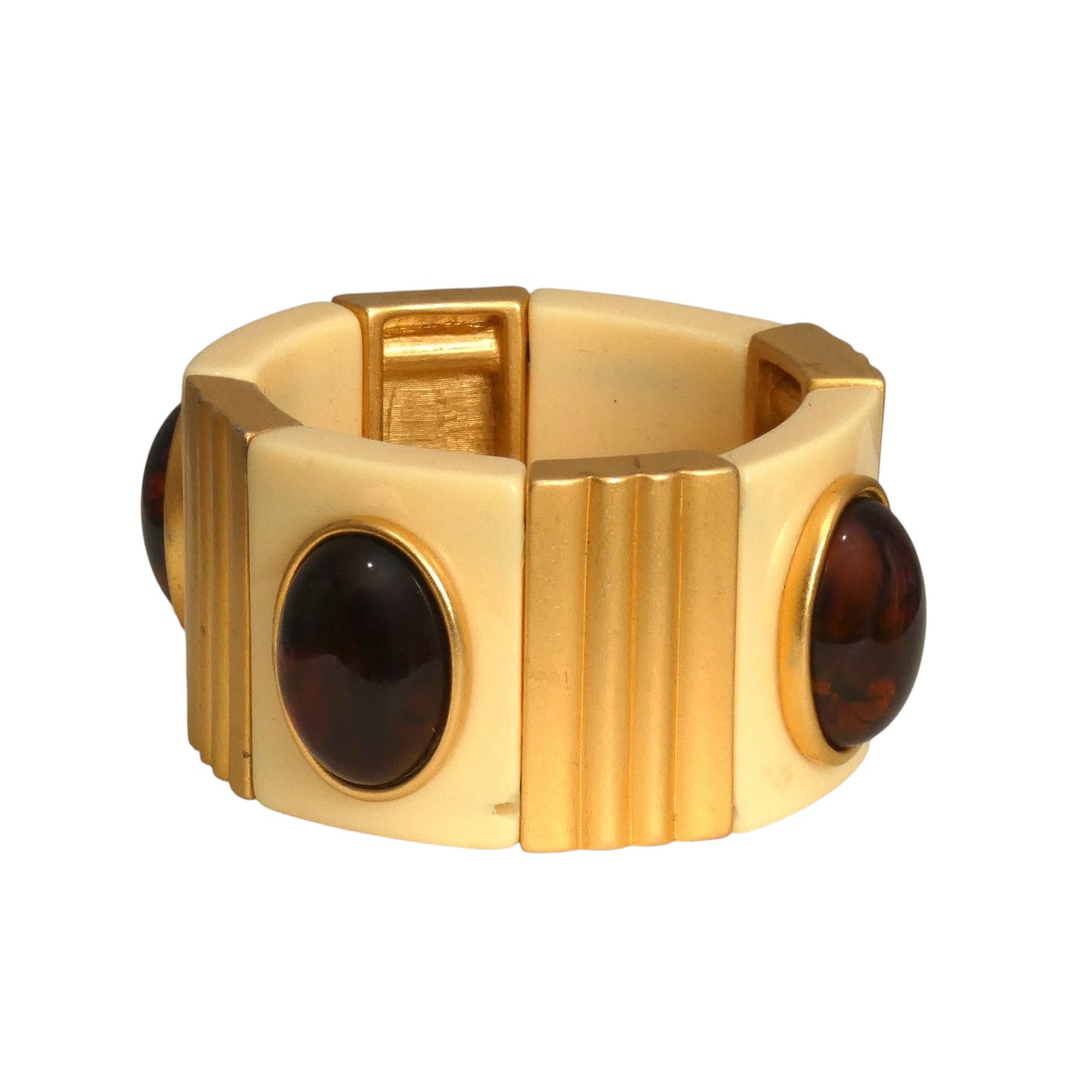YVES SAINT LAURENT- Metal & Rhinestone Lucite Bangle