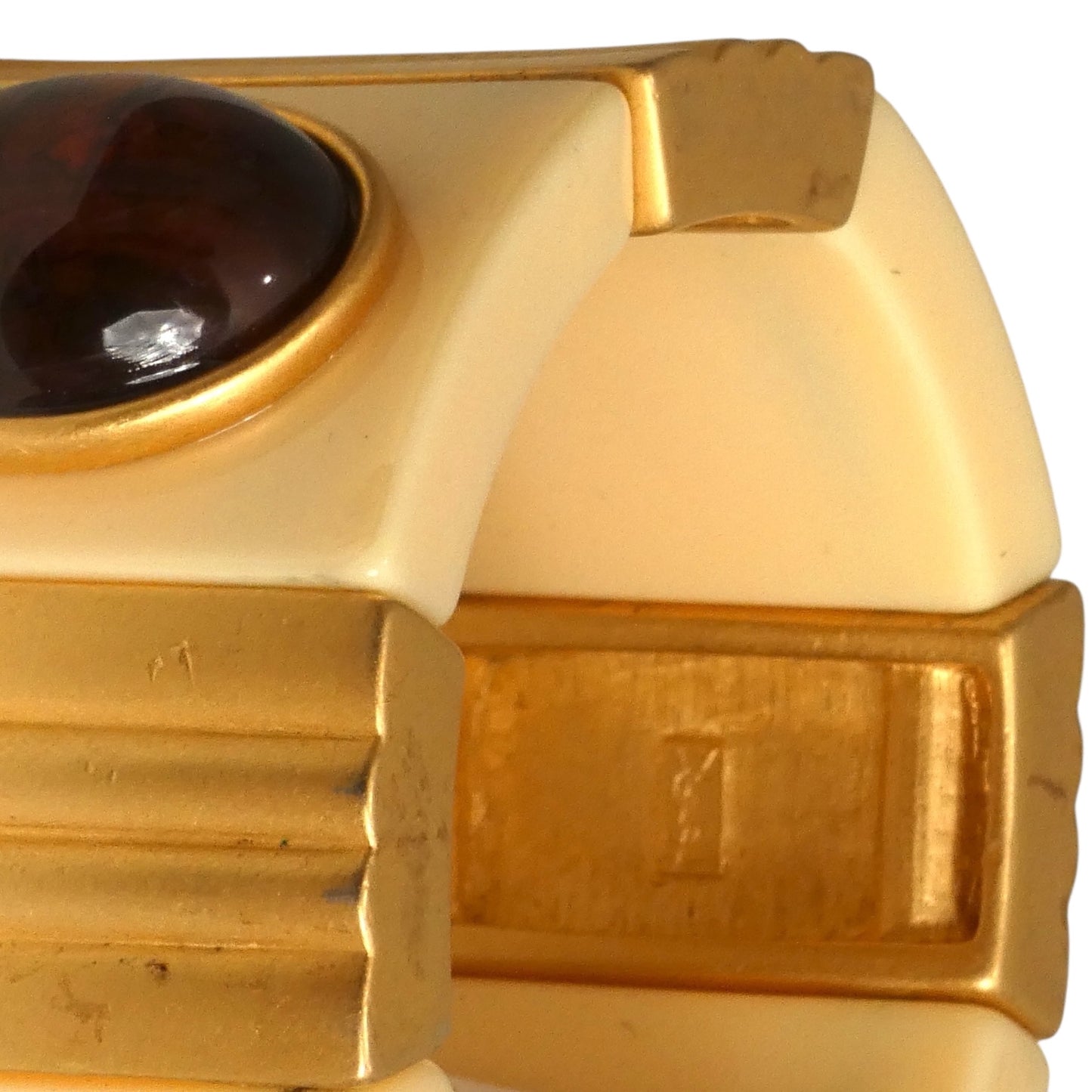 YVES SAINT LAURENT- Metal & Rhinestone Lucite Bangle