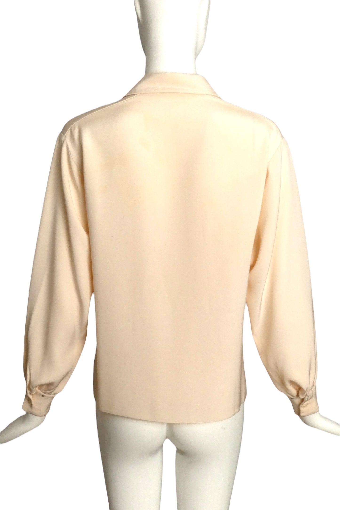 YVES SAINT LAURENT- 1980s Ivory Haute Couture Blouse, Size 6