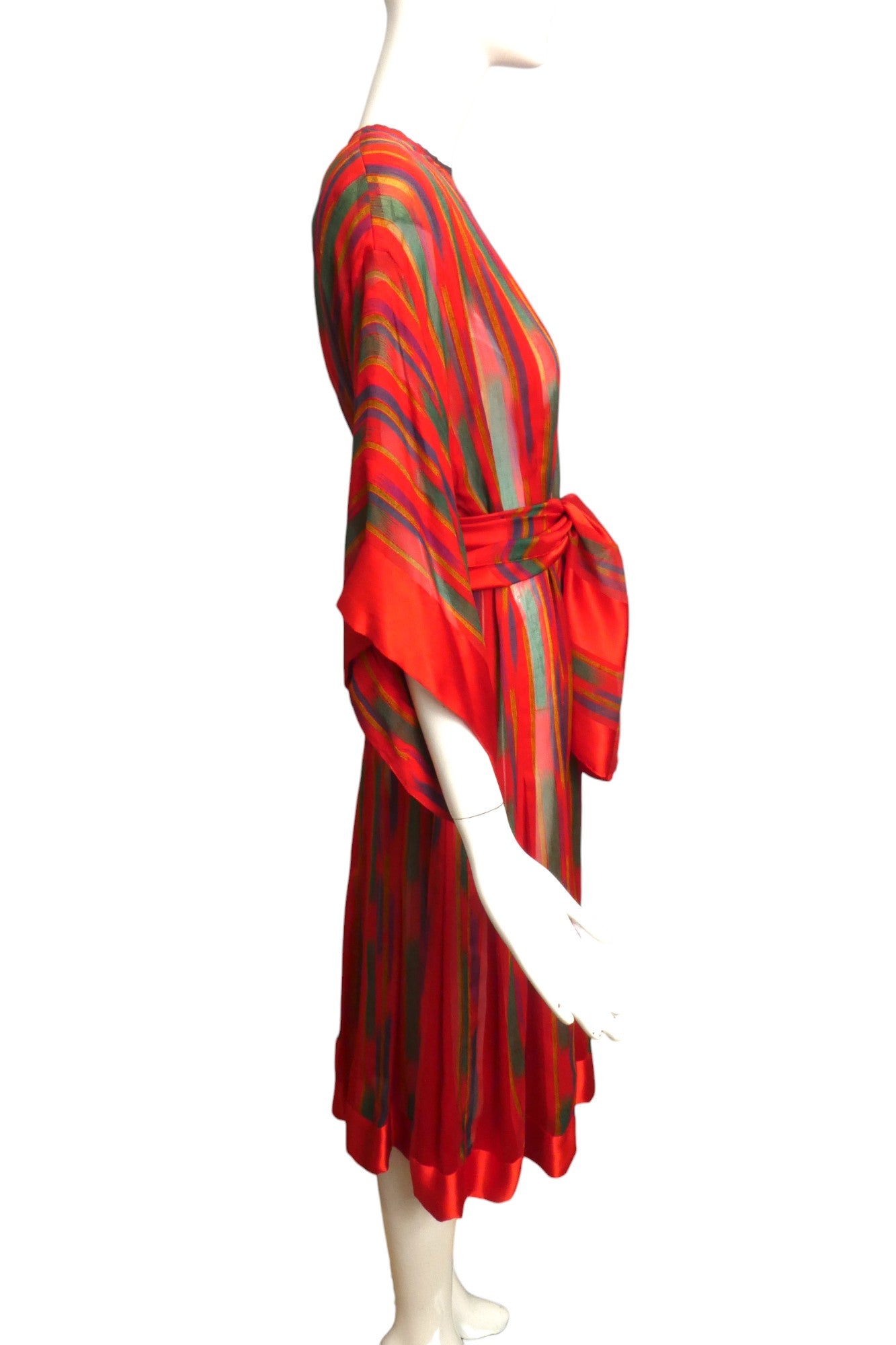 PAULINE TRIGERE- AS IS 1980s Silk Stripe Dressing Gown, Size 8