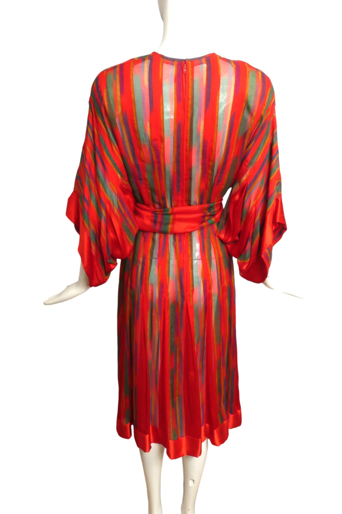 PAULINE TRIGERE- AS IS 1980s Silk Stripe Dressing Gown, Size 8