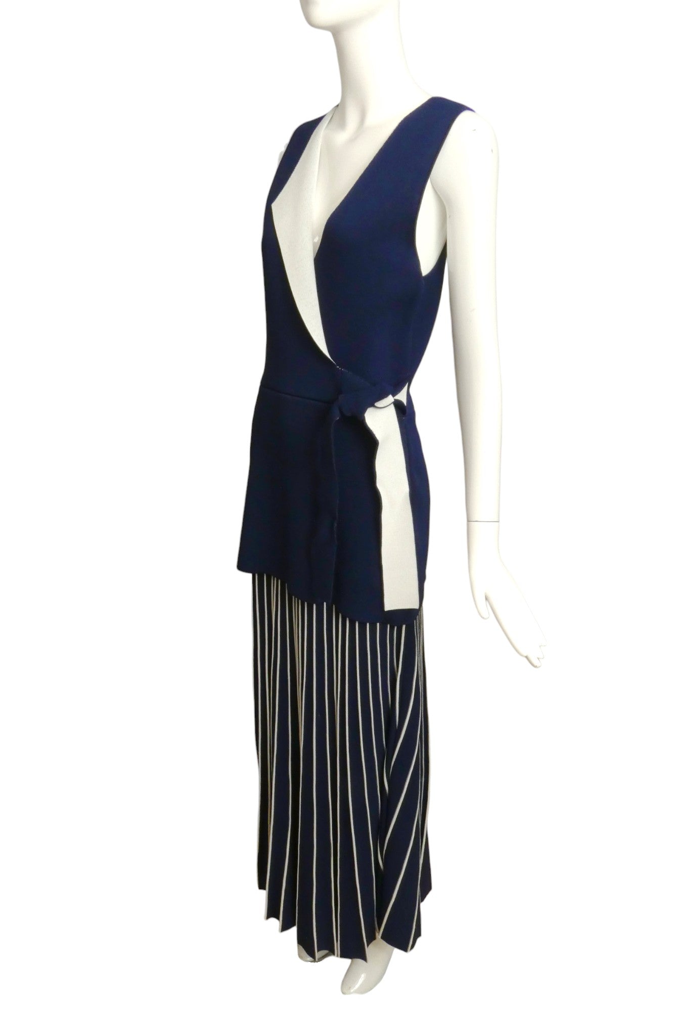 DION LEE- Navy & White Knit Evening Dress, Size 8