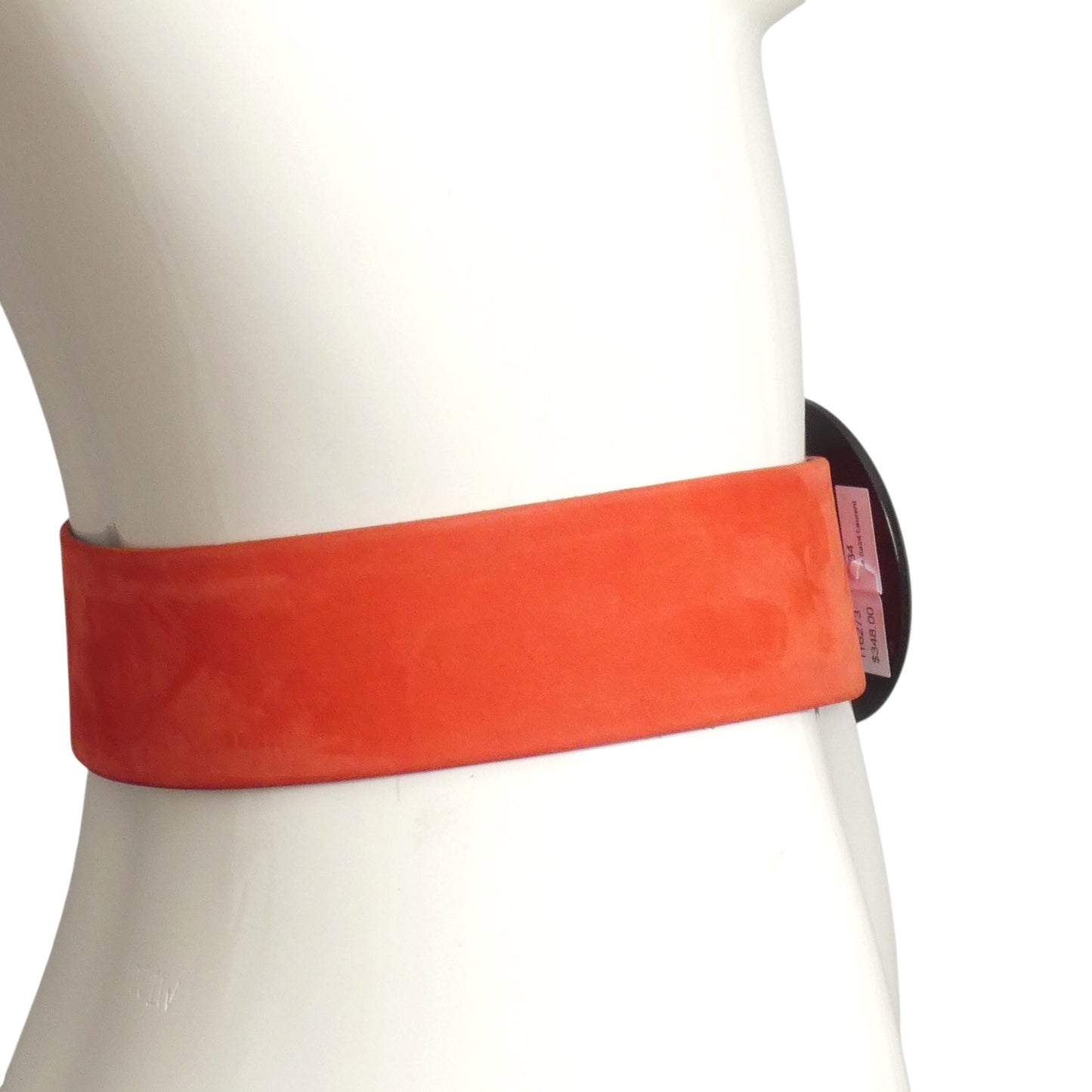 YVES SAINT LAURENT- 1990s Orange Suede & Jeweled Buckle Belt, Waist-32"