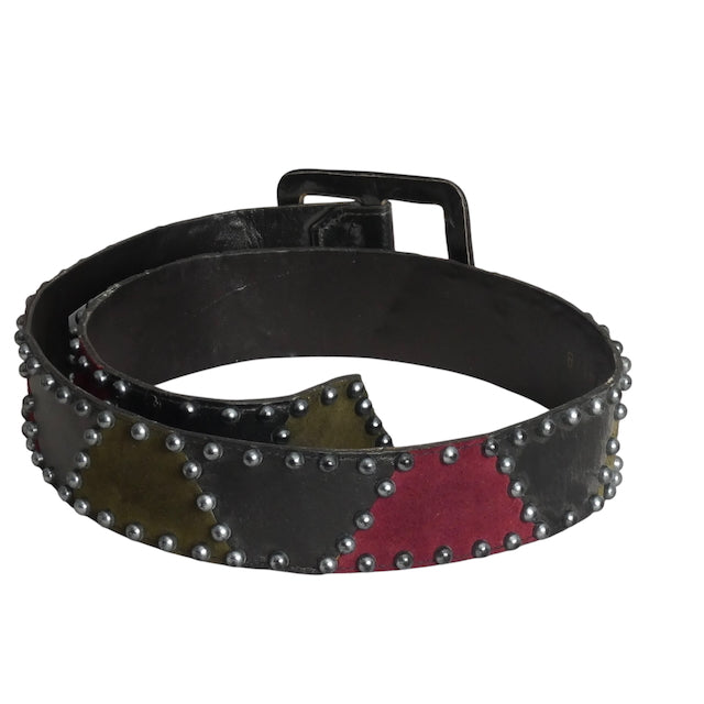 YVES SAINT LAURENT- 1970s Studded Suede & Leather Belt, Waist 29