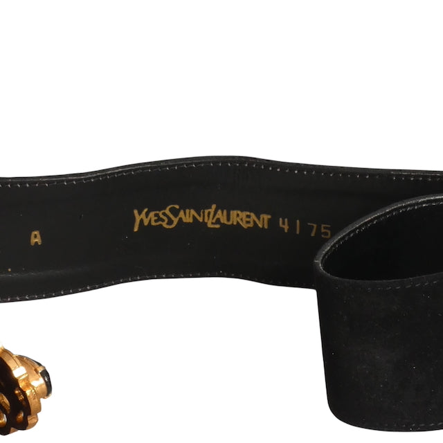 YVES SAINT LAURENT- 1970s Black Suede & Jeweled Belt, Waist 30