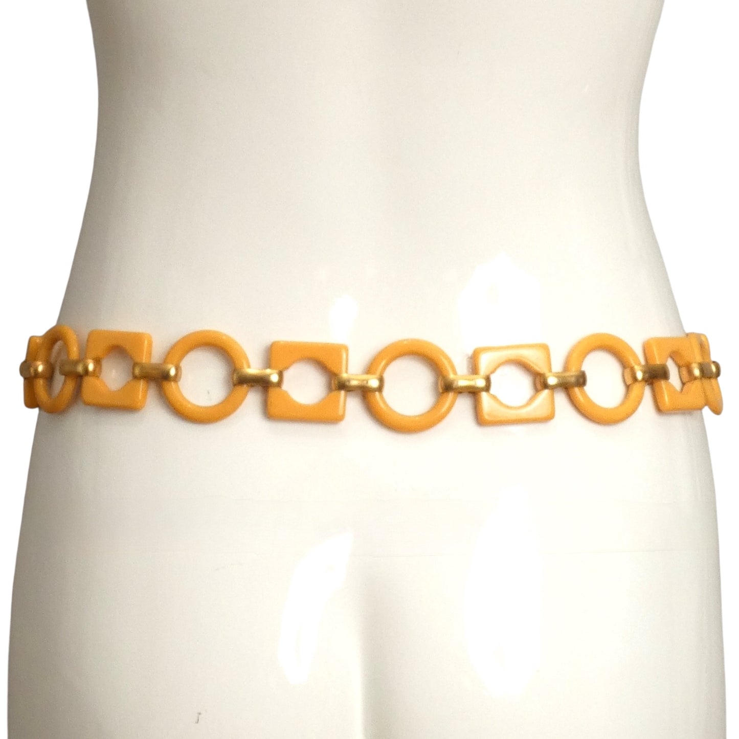 YVES SAINT LAURENT- 1960s Yellow Bakelite Chain Belt