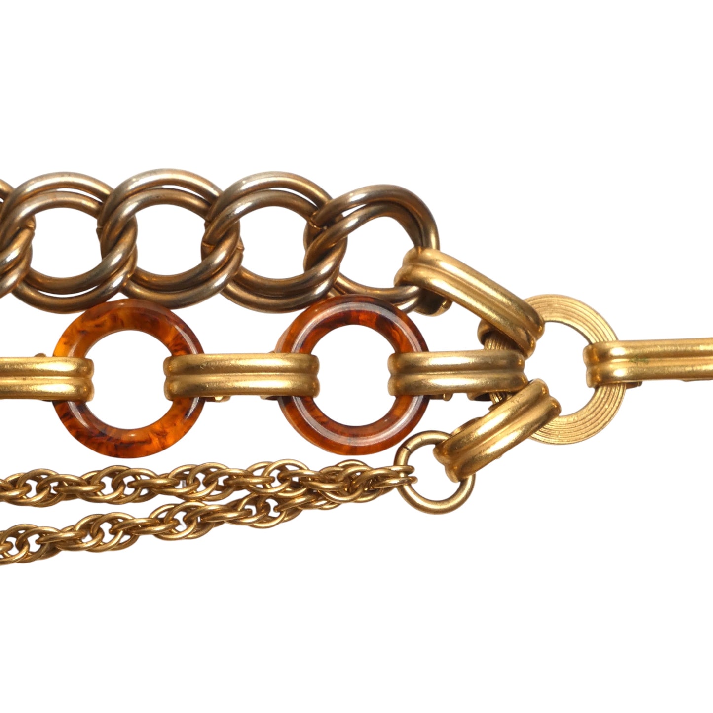 YVES SAINT LAURENT- 1980s Chain & Lucite Ring Triple Strand Belt