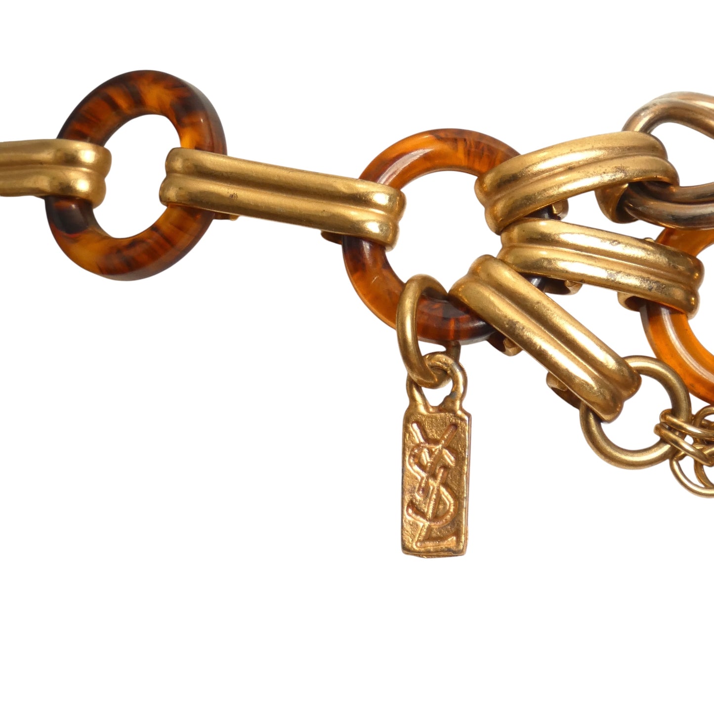 YVES SAINT LAURENT- 1980s Chain & Lucite Ring Triple Strand Belt