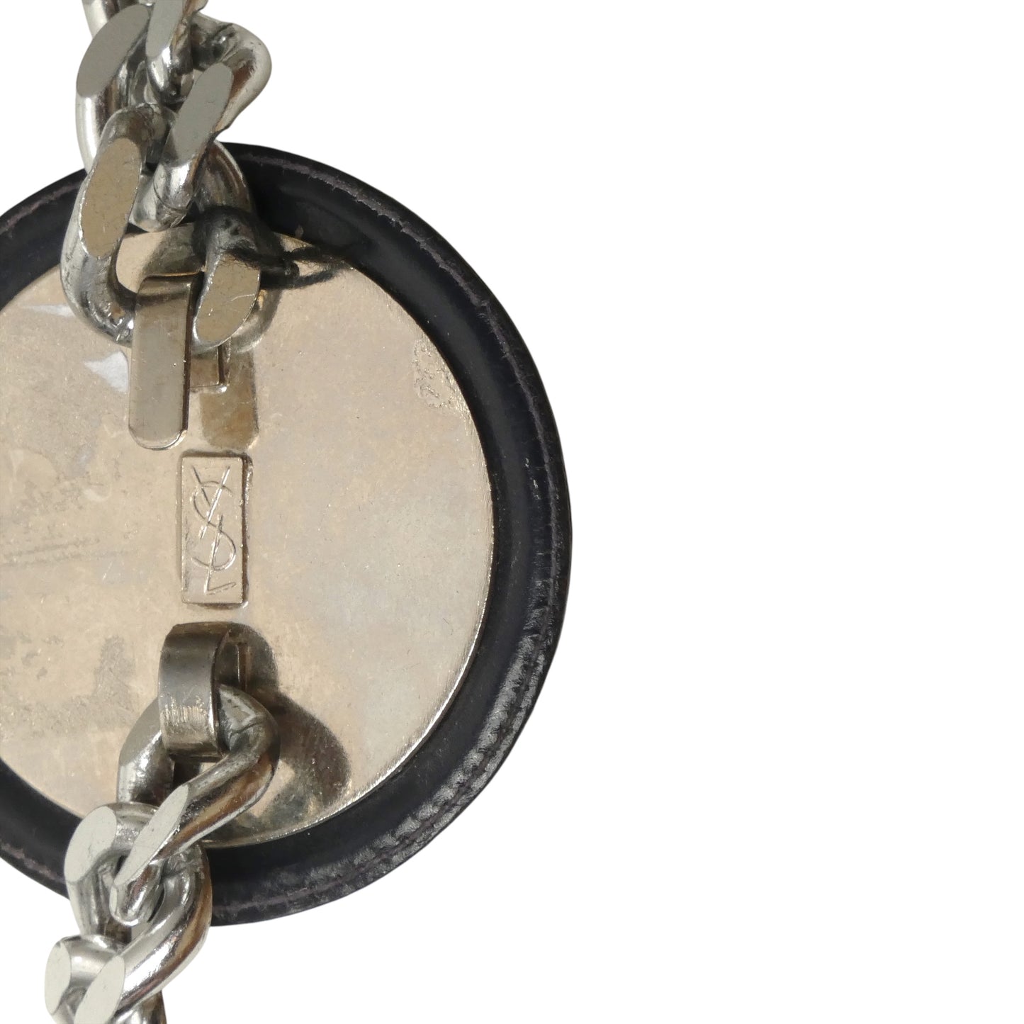 YVES SAINT LAURENT- 1980s Black Leather & Chain Belt
