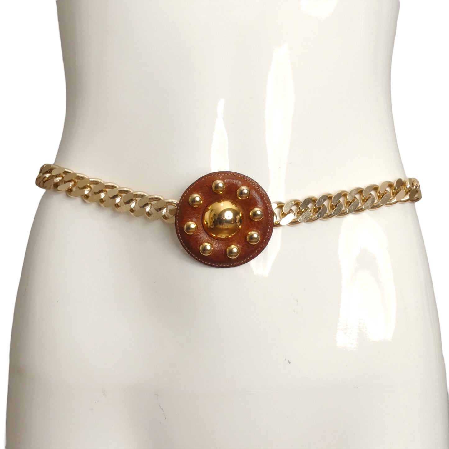 YVES SAINT LAURENT- 1973 Brown Leather & Chain Belt