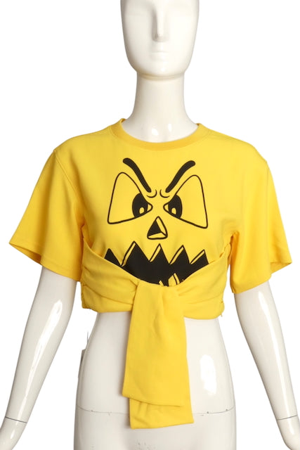 MOSCHINO COUTURE- NWT 2020 Yellow Jack-O-Lantern T-Shirt, Size 10