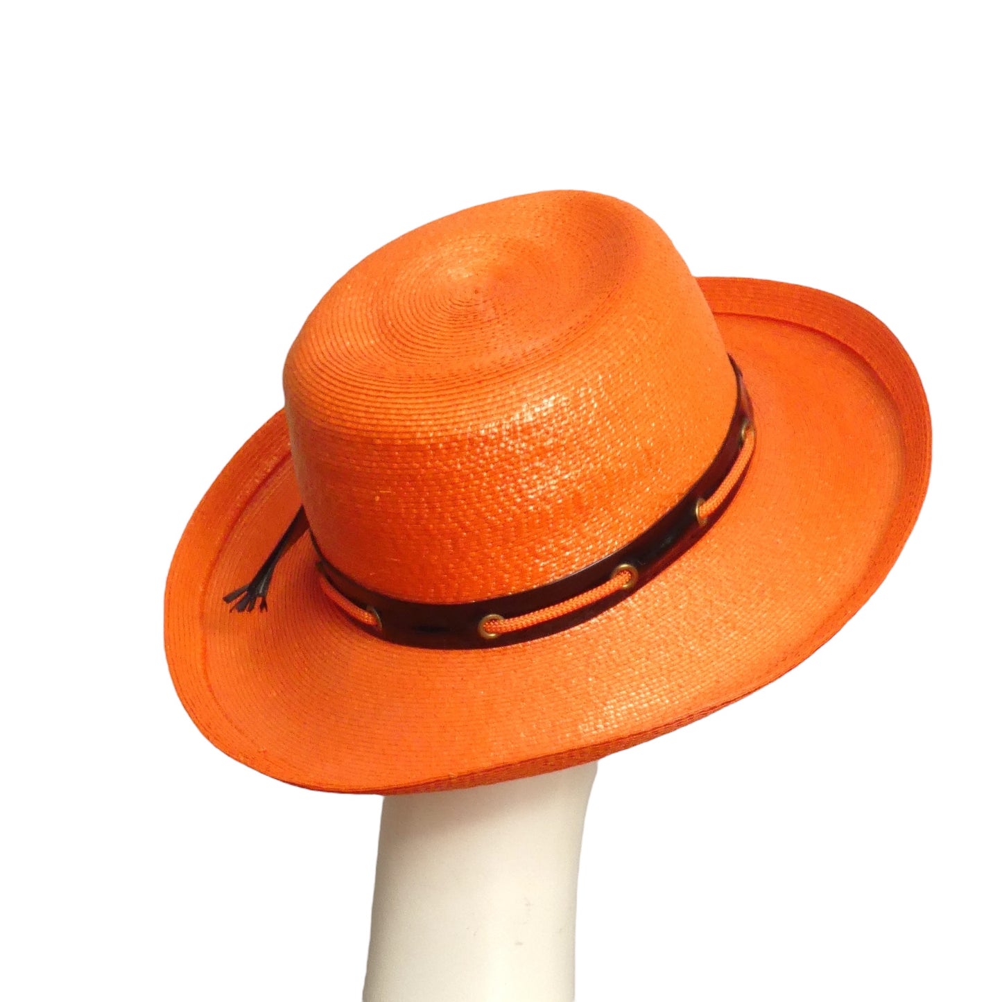 YVES SAINT LAURENT- 1970s Orange Straw Fedora