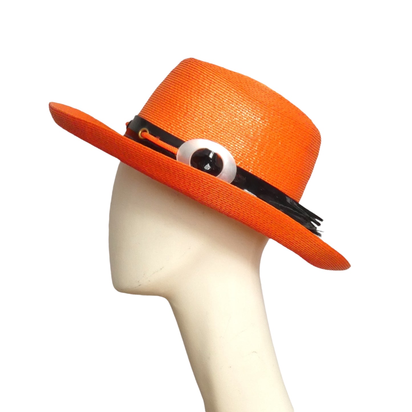 YVES SAINT LAURENT- 1970s Orange Straw Fedora