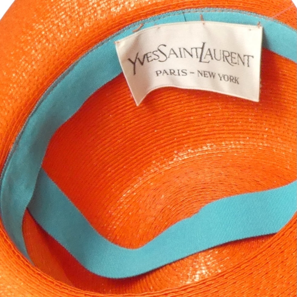 YVES SAINT LAURENT- 1970s Orange Straw Fedora