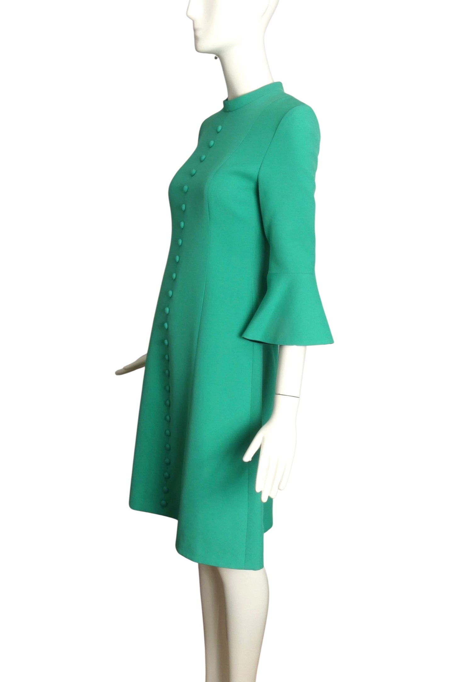 GUCCI- 2016 Green Wool Shift Dress, Size 2