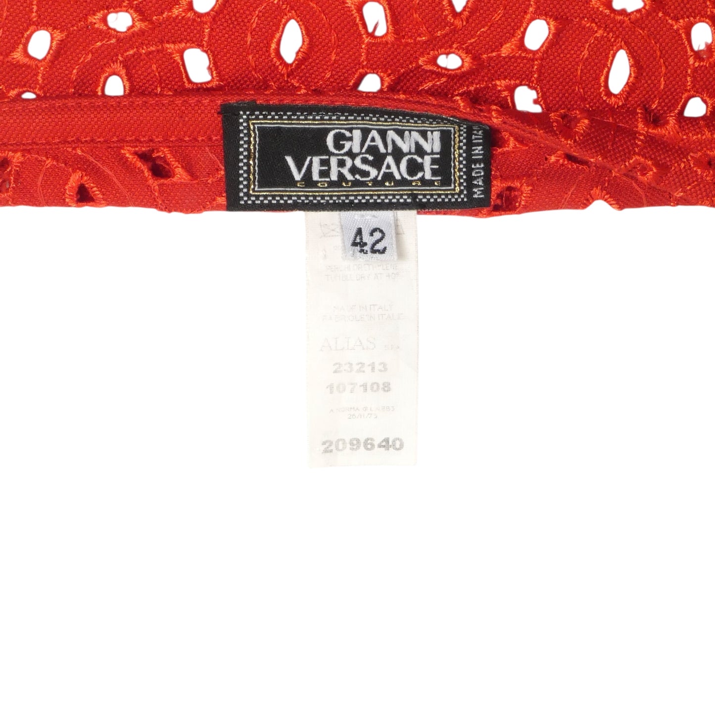 GIANNI VERSACE- NWT 2002 Red Cotton Eyelet Skirt, Size 6