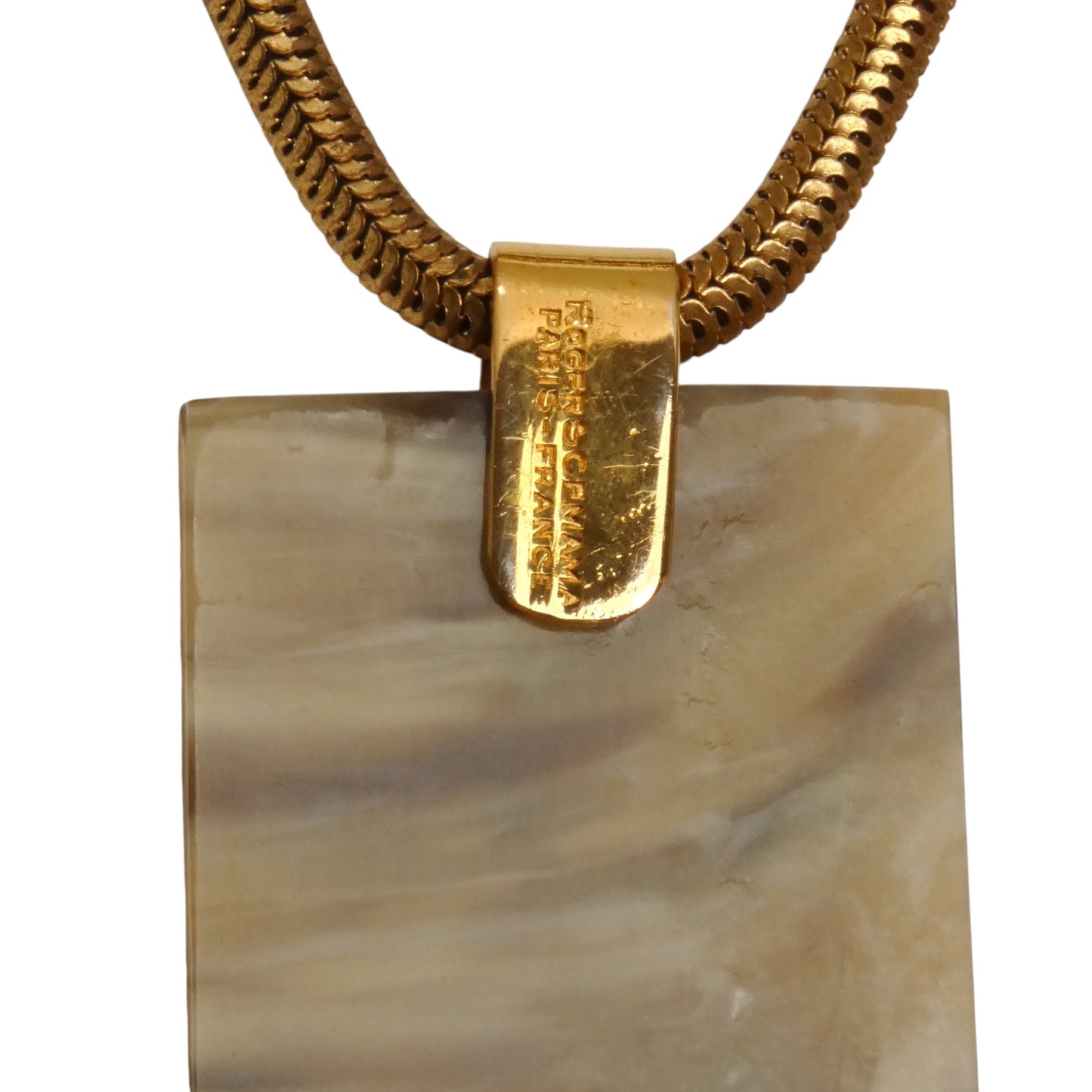 ROGER SCEMAMA-Gold & Brown Pendant Necklace