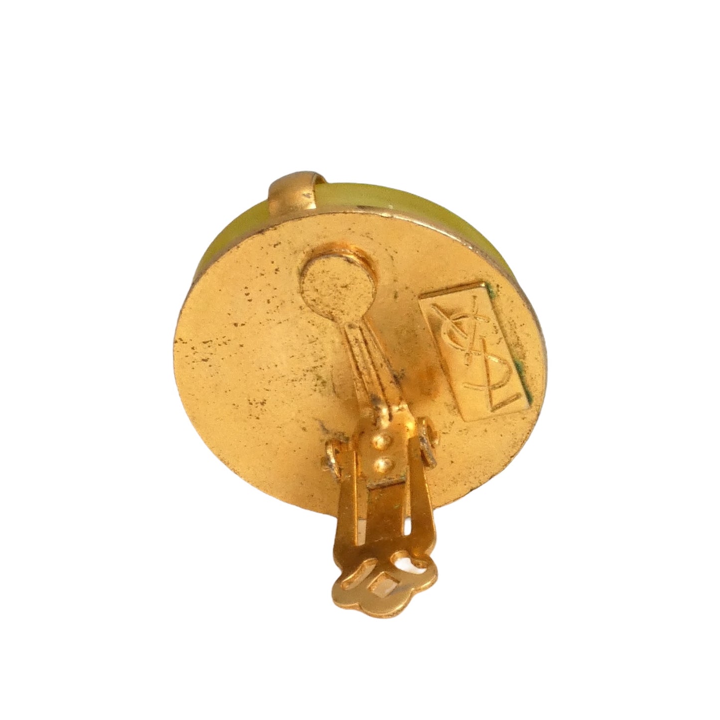 YVES SAINT LAURENT- 1960s Yellow Lucite & Gold Disc Earrings