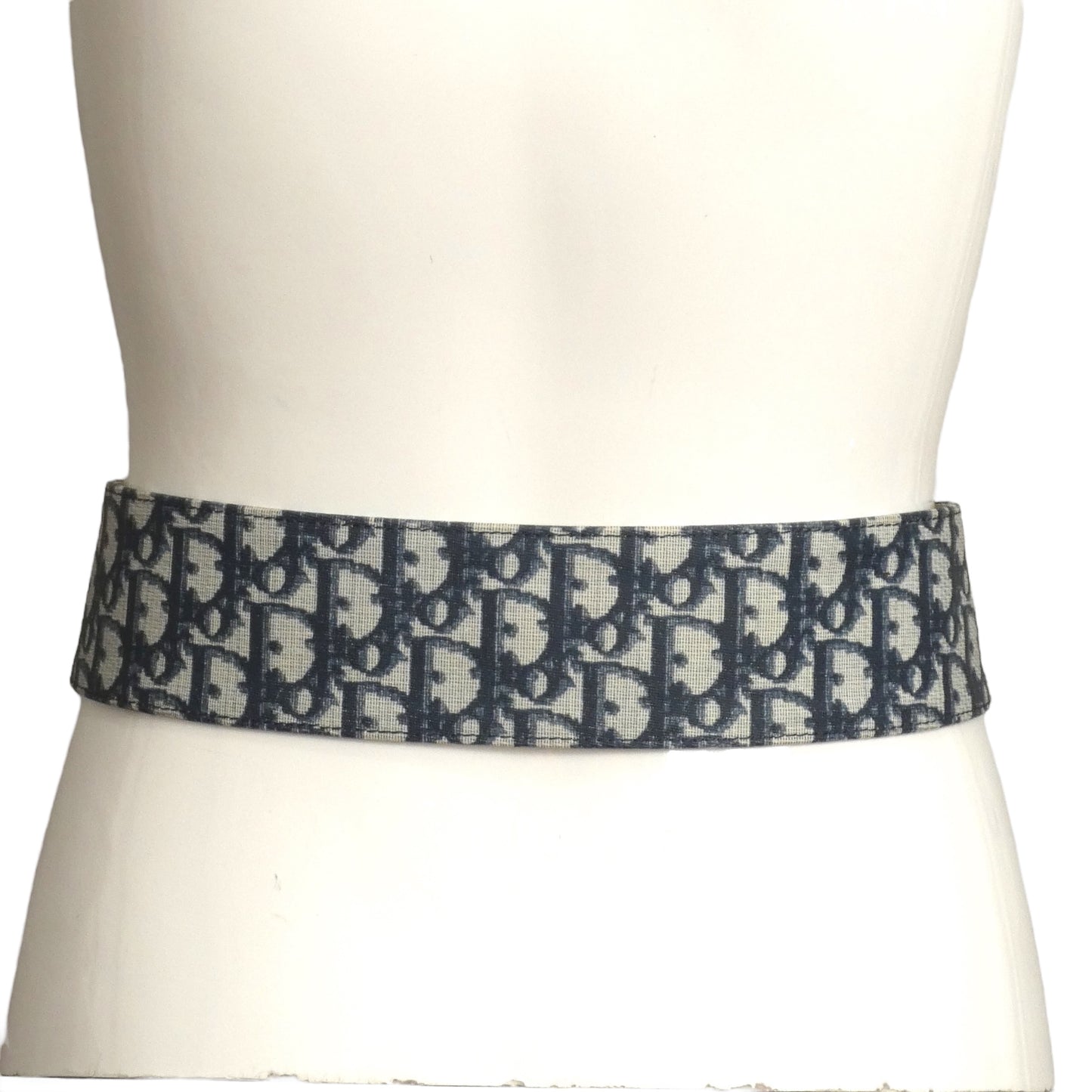 CHRISTIAN DIOR- 1980s Blue & White Oblique Belt, Waist 27"