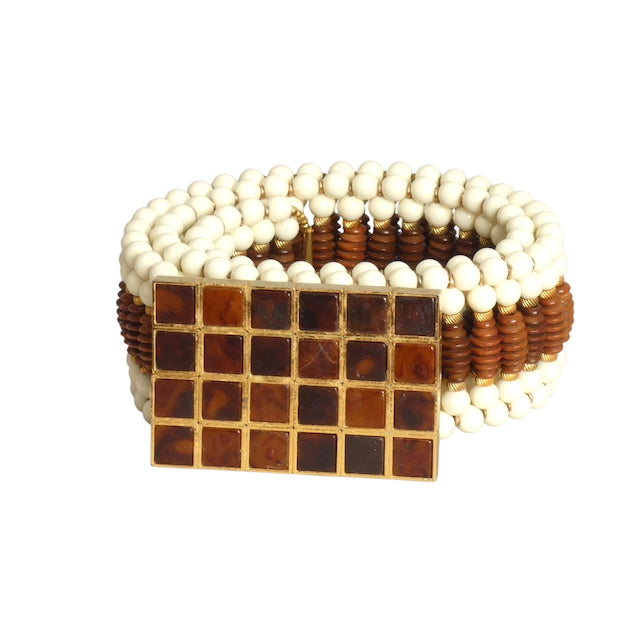 WILLIAM DELILLO- 1970s Multi Color Bead Belt, Waist 28
