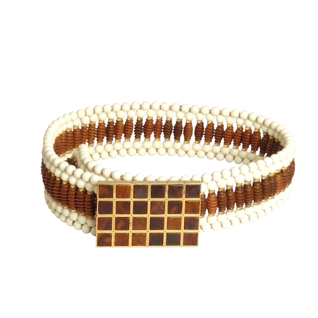 WILLIAM DELILLO- 1970s Multi Color Bead Belt, Waist 28