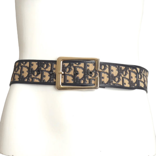 CHRISTIAN DIOR- 1970s Blue Oblique Belt, Waist 27"