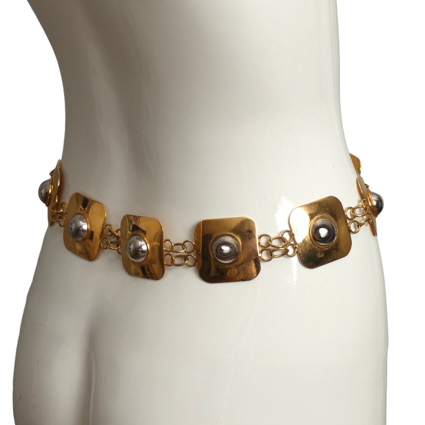 GIVENCHY-1970s Gold & Silver Metal Disc Belt