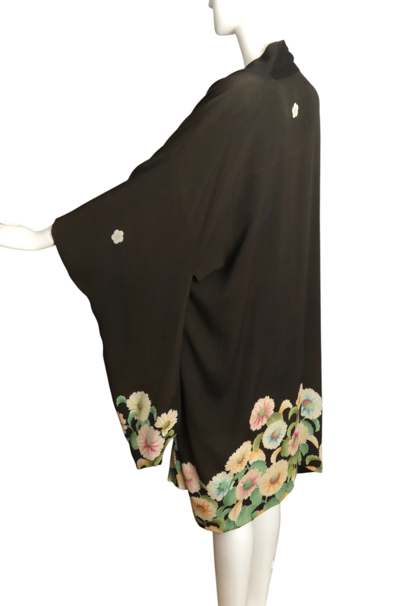 1920s Reversible Floral Silk Kimono, Size Large