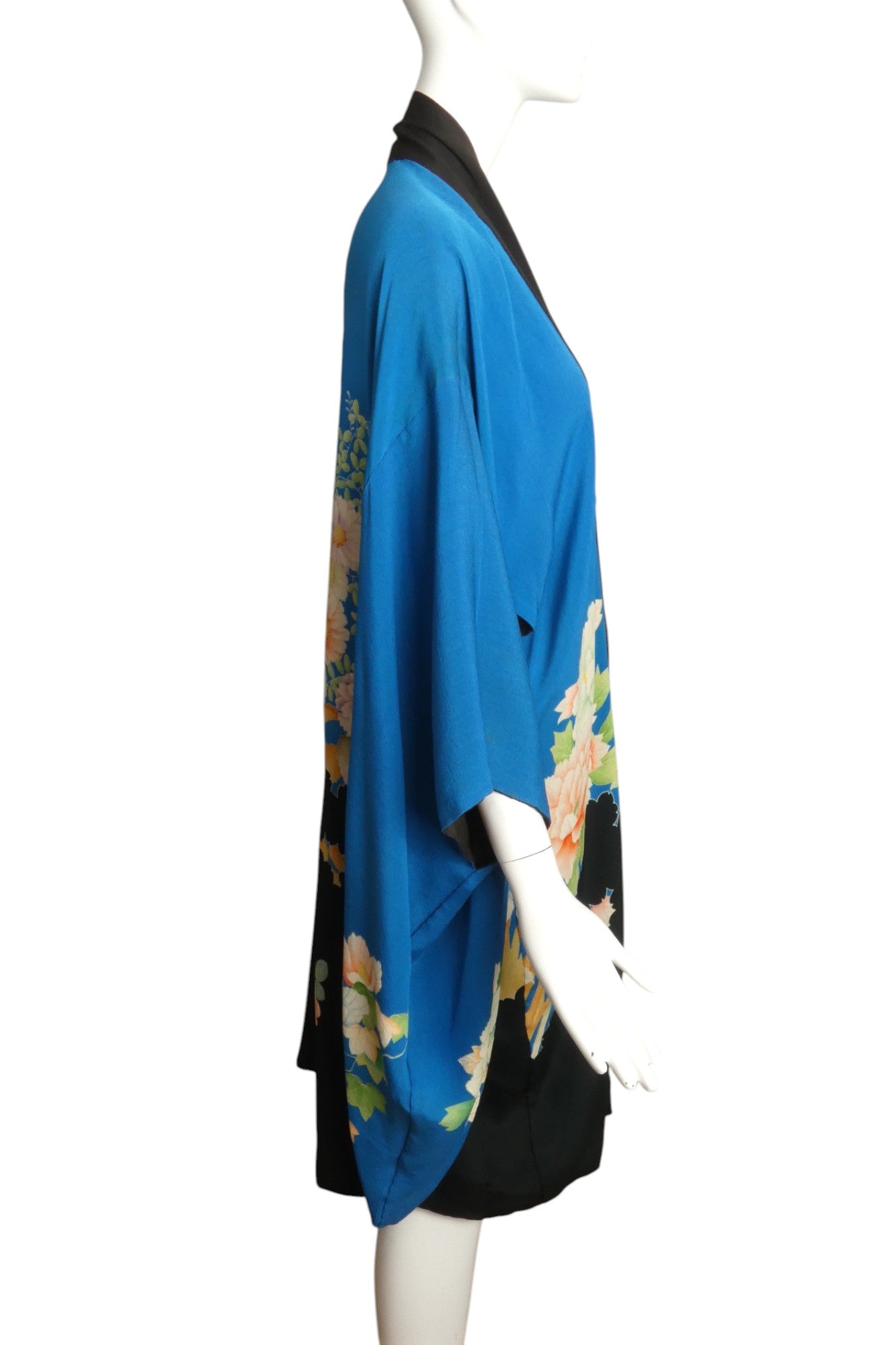 1920s Reversible Floral Silk Kimono, Size Large