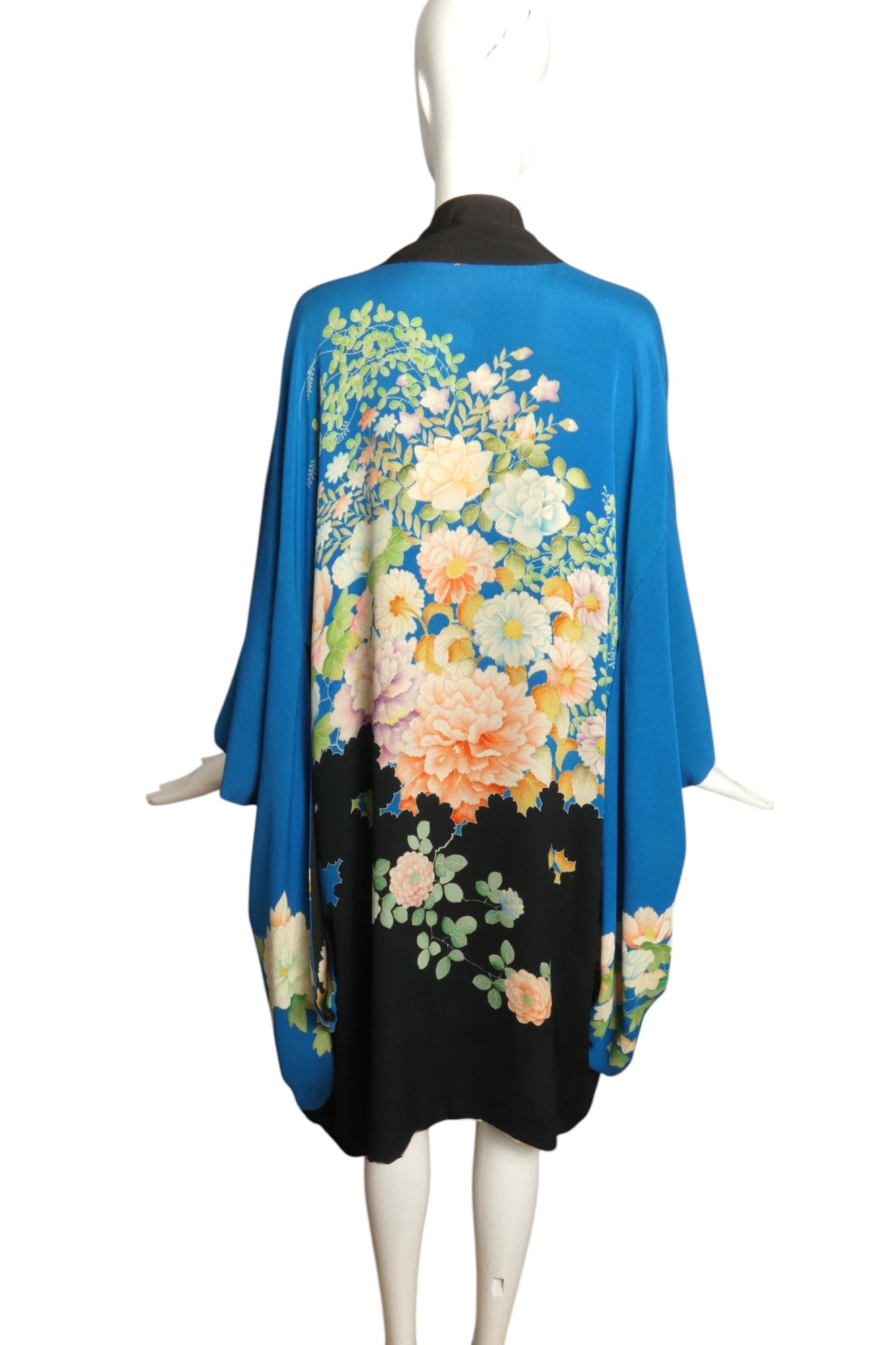1920s Reversible Floral Silk Kimono, Size Large