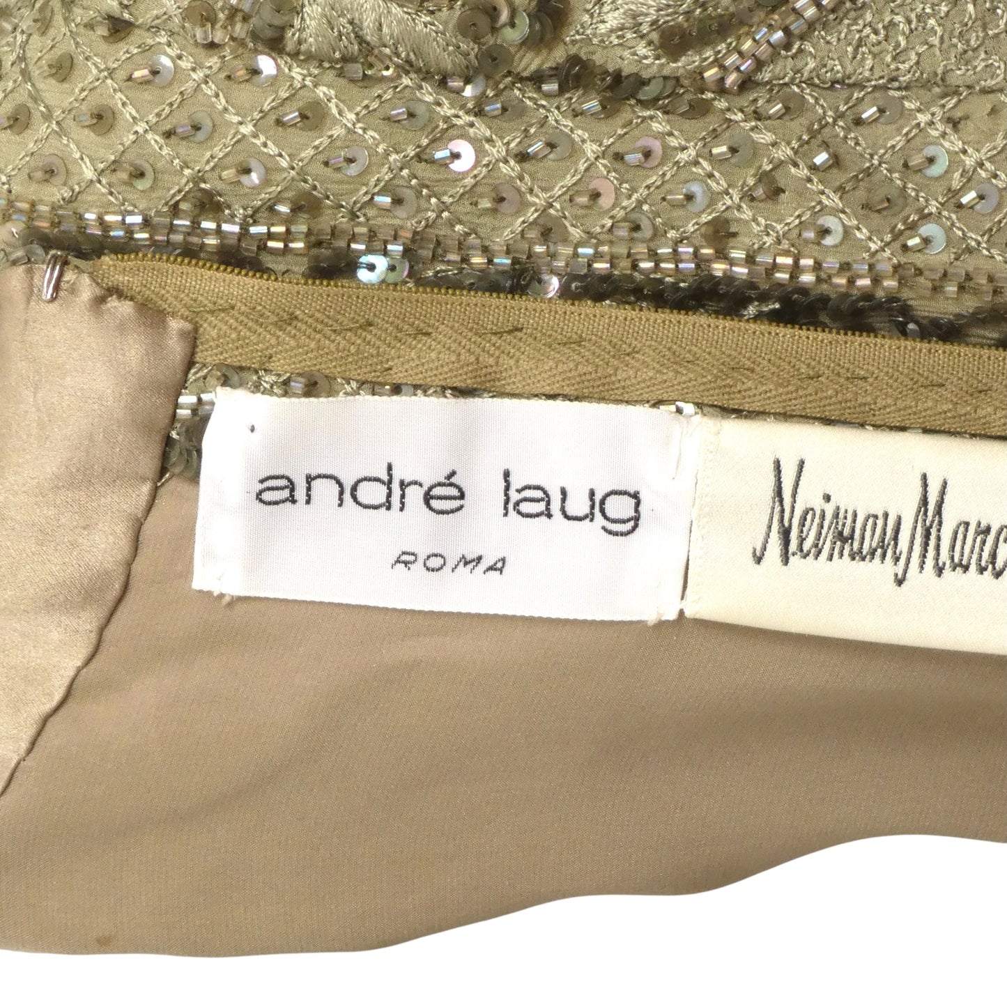 ANDRE LAUG- 1980s Green Bead & Sequin Tunic, Size 18