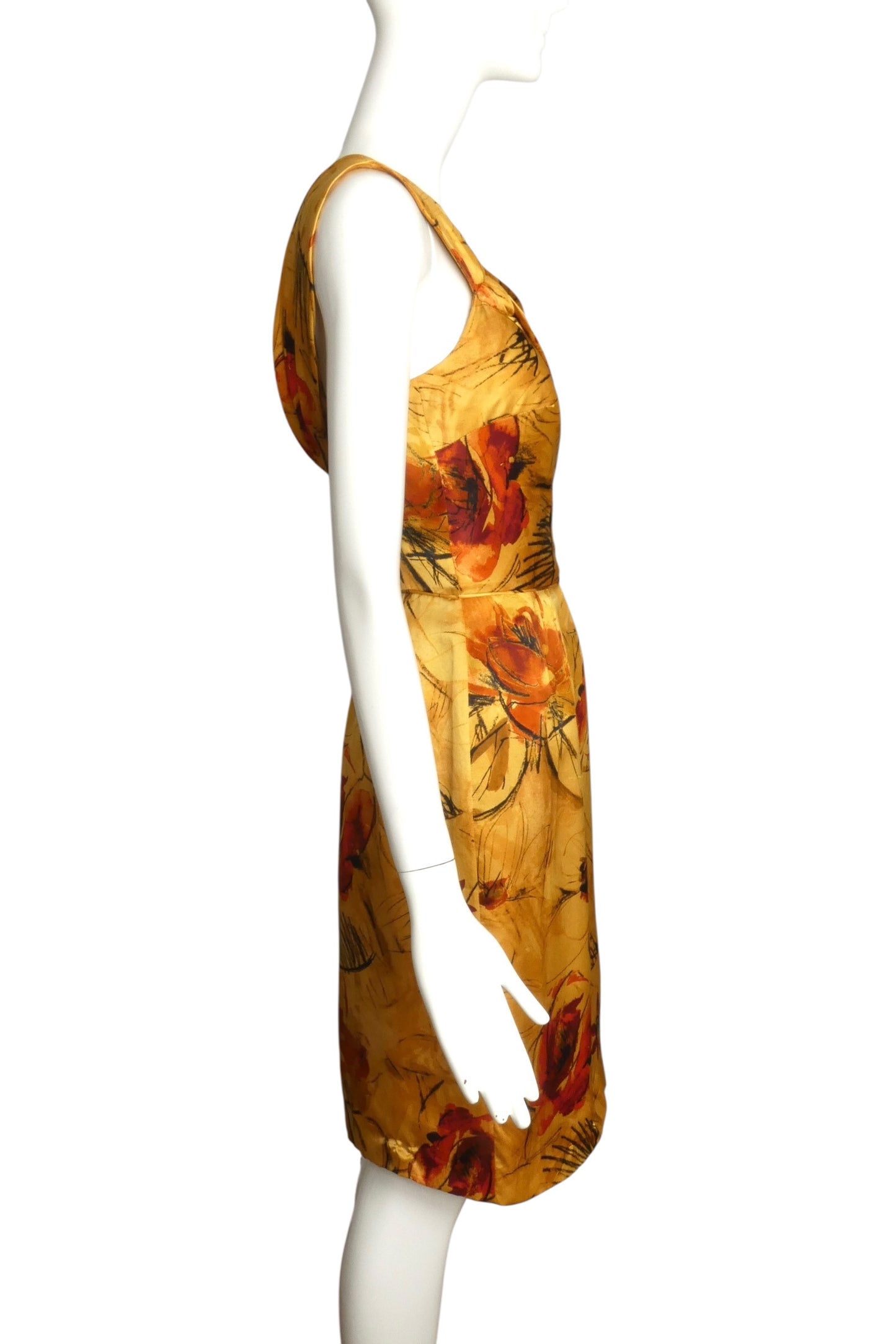 ALBERTA FERRETTI- One Shoulder Floral Print Silk Dress, Size 4