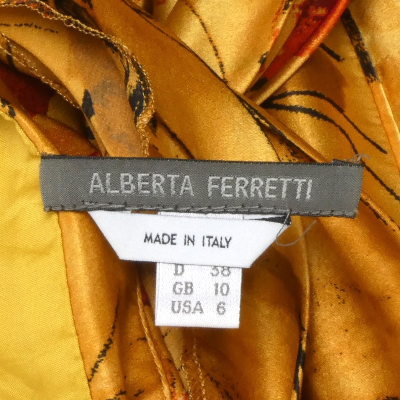 ALBERTA FERRETTI- One Shoulder Floral Print Silk Dress, Size 4