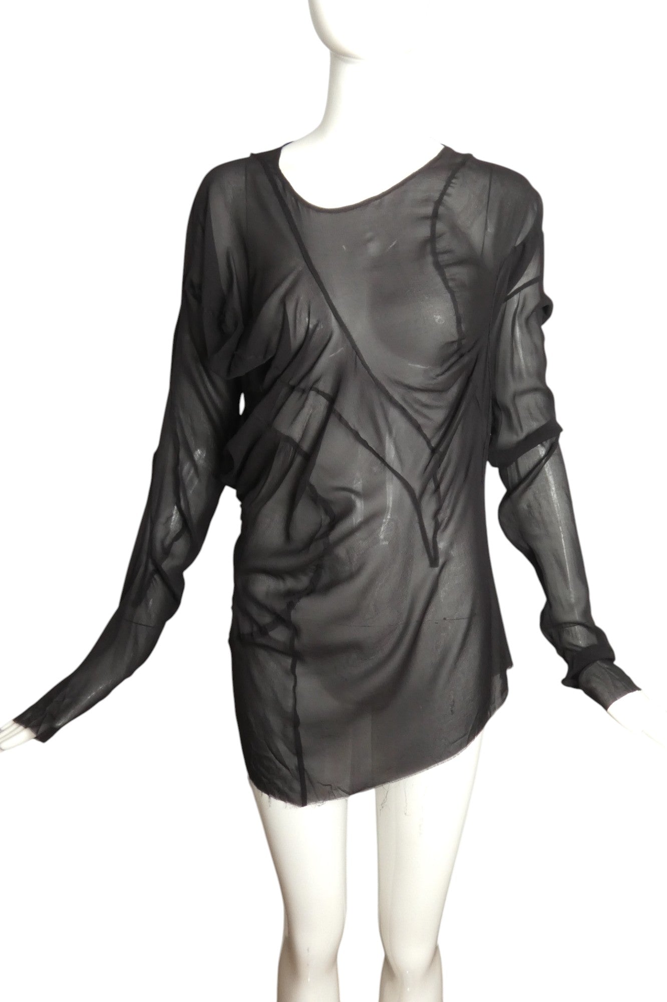 MAISON MARGIELA- NWT 2021 Black Chiffon Blouse, Size 6 AS IS