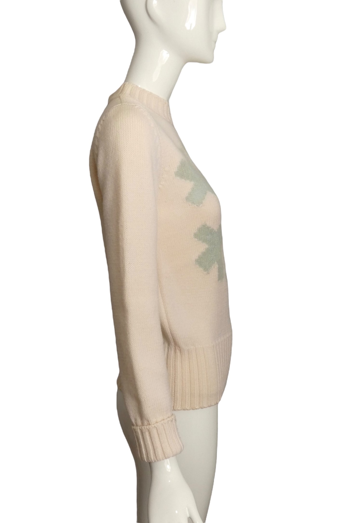 FENDI- Wool Knit Snowflake Sweater, Size 6