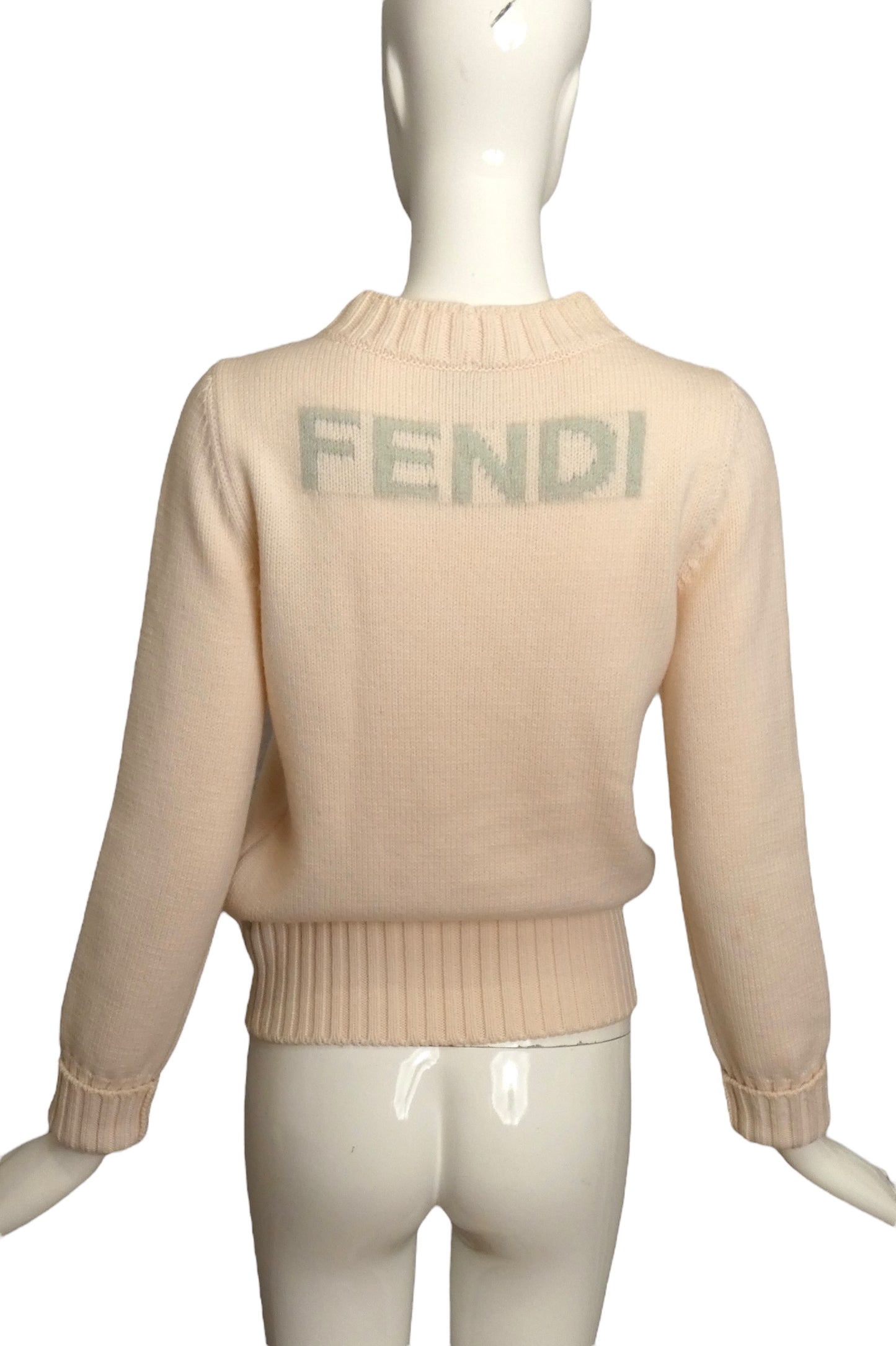 FENDI- Wool Knit Snowflake Sweater, Size 6