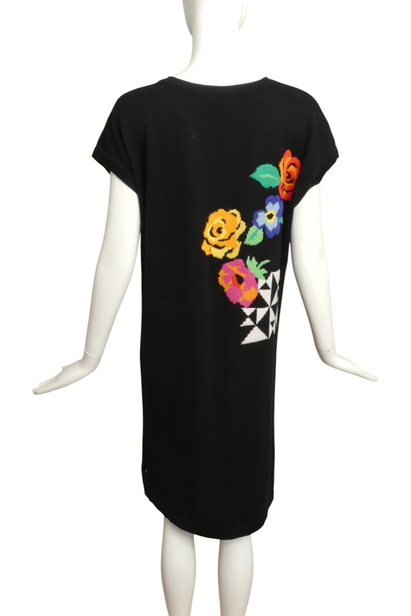 ESCADA- 1980s Floral Wool Knit Dress, Size 8