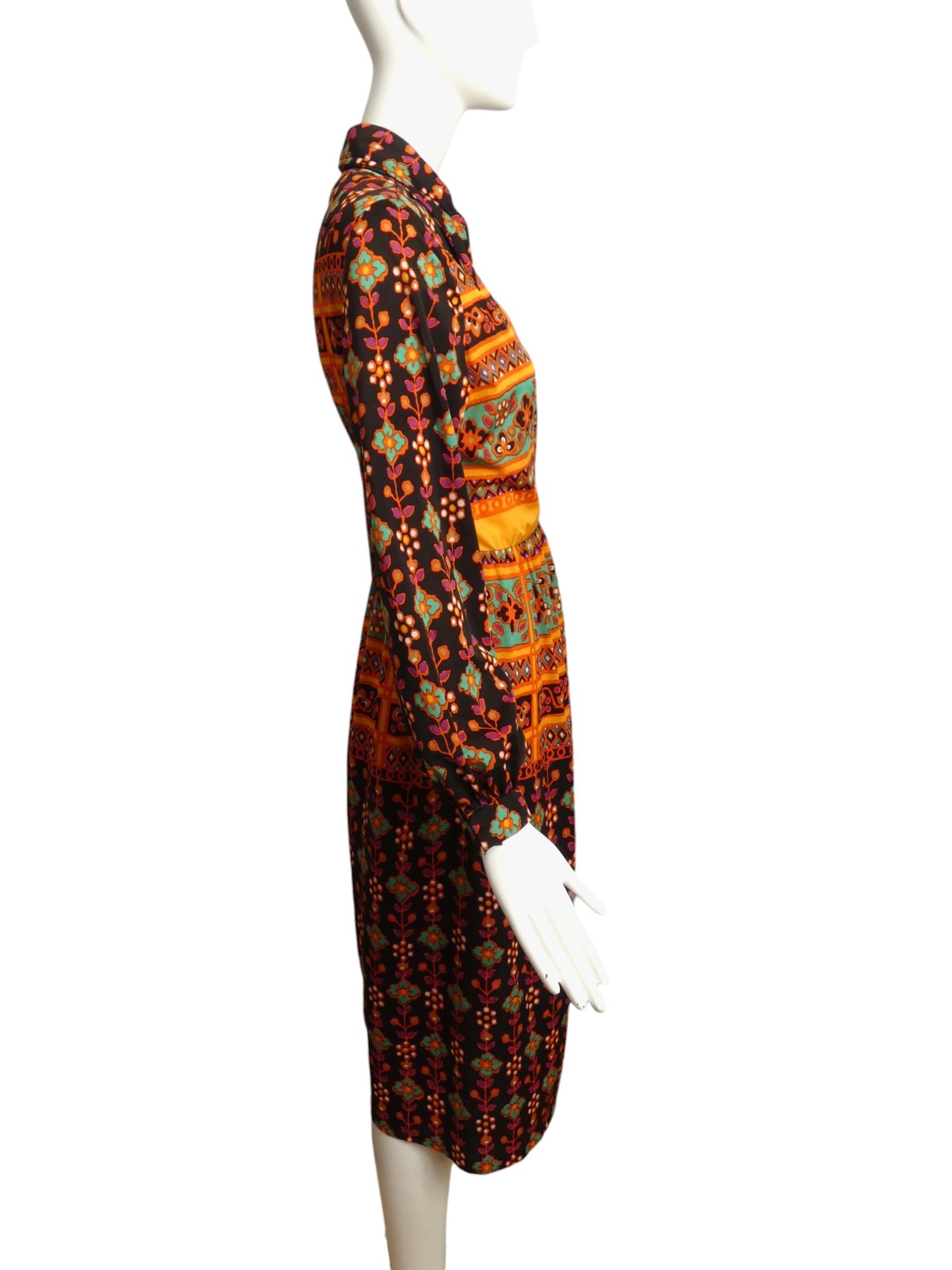 OSCAR DE LA RENTA- 1970s Print Knit Dress, Size 10