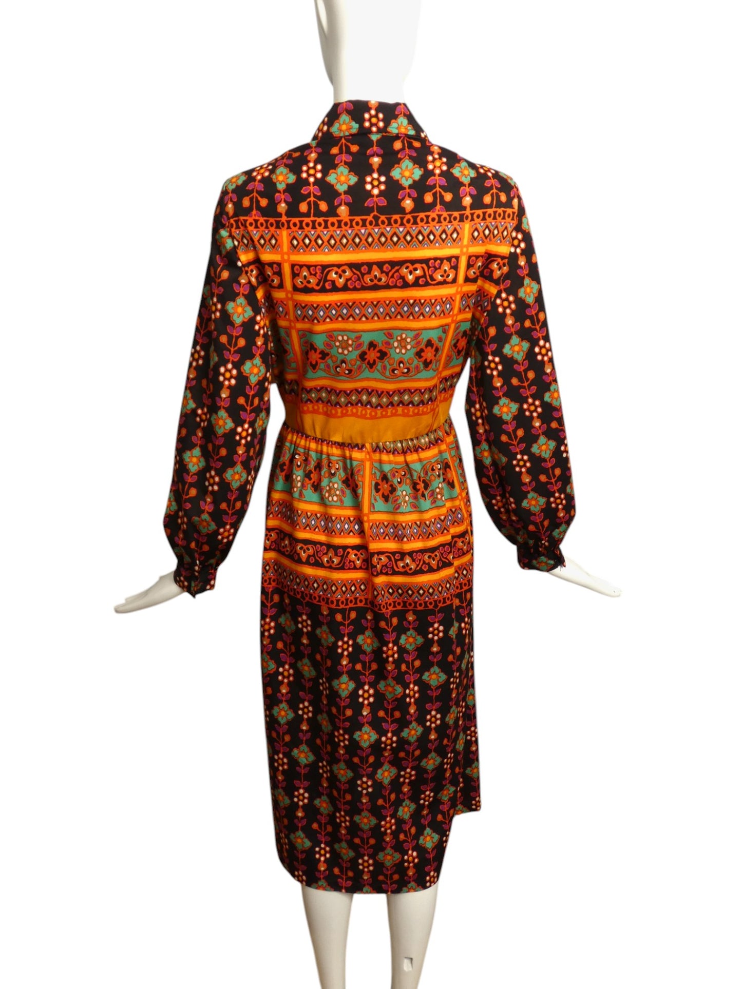 OSCAR DE LA RENTA- 1970s Print Knit Dress, Size 10