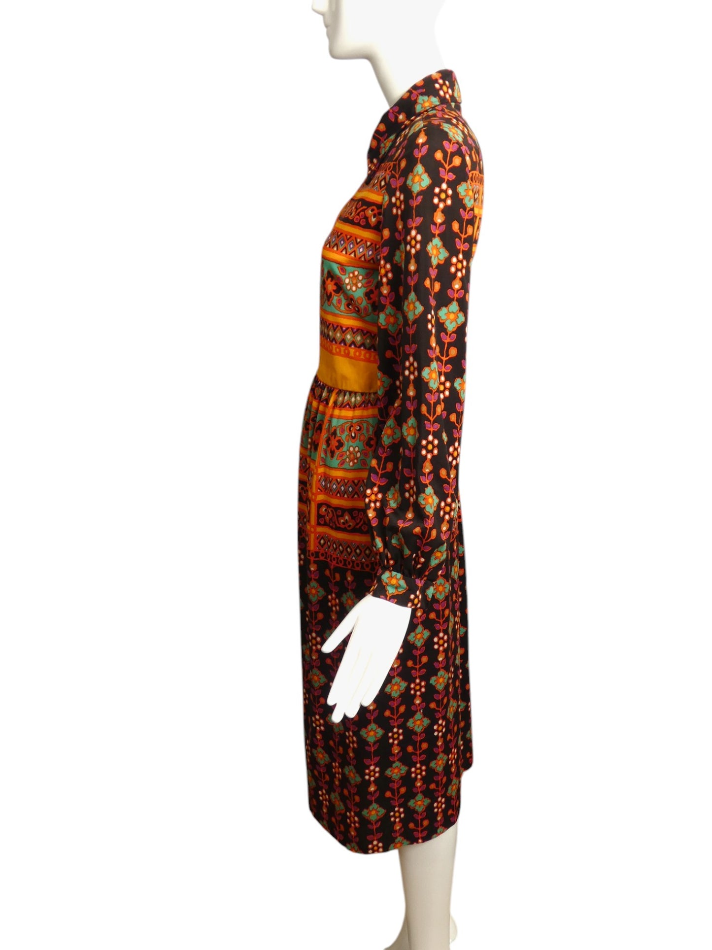 OSCAR DE LA RENTA- 1970s Print Knit Dress, Size 10