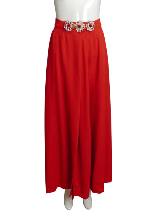 1960s Red Crepe Wrap Skirt, Size 4