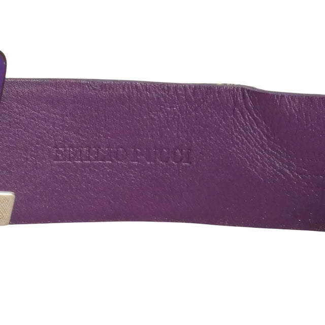 EMILIO PUCCI- Multi Color Printed Leather Belt, Waist 30